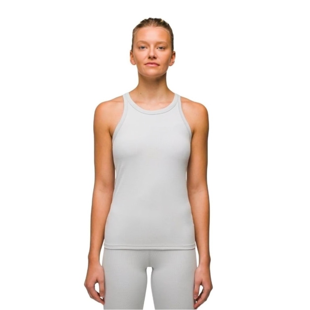 prAna Everyday Ribbed Tank‎ Top | Light Grey | Built-In Shelf Bra | Size M